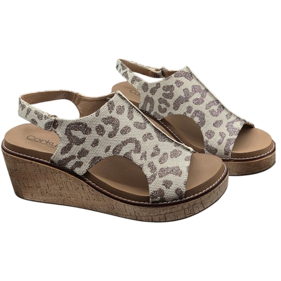 Corkys Shoes - Corkys Carly Leopard Platform Wedge Sandals Sz 10 Boho Luxe